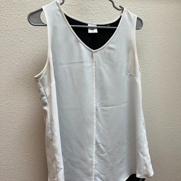CAbi White and Black Tulip-Back Split Tank Blouse - Picture 2 of 5